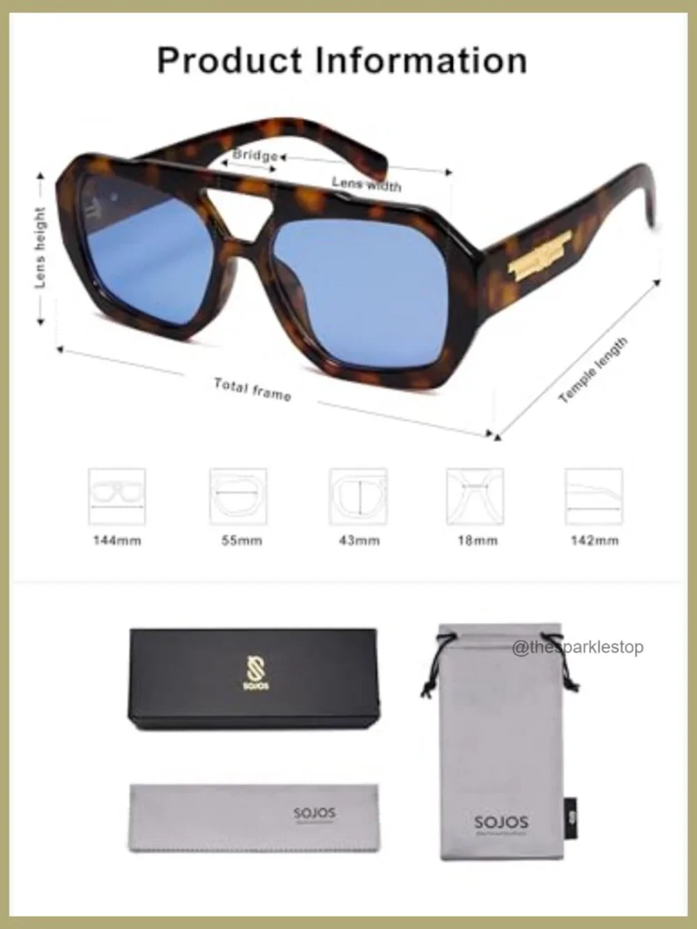 Polarized Aviator Sunglasses with Hexagonal Square Frame - Picture 5 of 7